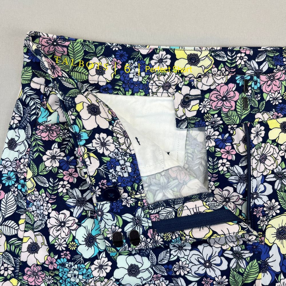 Talbots Perfect Short Women's 6 Navy Floral Print Bermuda Shorts Cotton Stretch - Picture 2 of 7